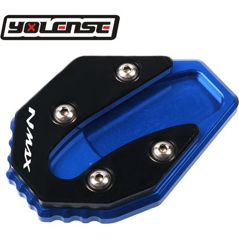 (Bleu) Compatible avec les motos YAMAHA NMAX155, NMAX125 et N-MAX 155 NMAX 125. Béquille latérale CNC, extension et support. (1/3)