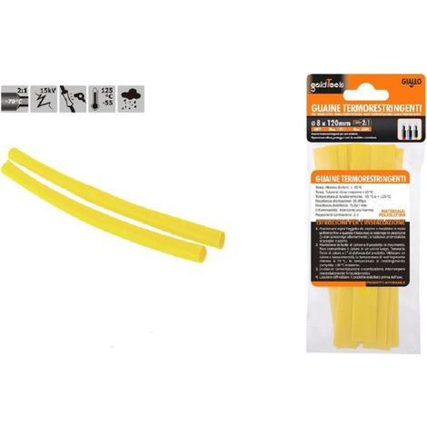 Set 10pcs Gaine Thermoretractable Jaune 8x120 Mm Pour Cables 57089 (1/2)