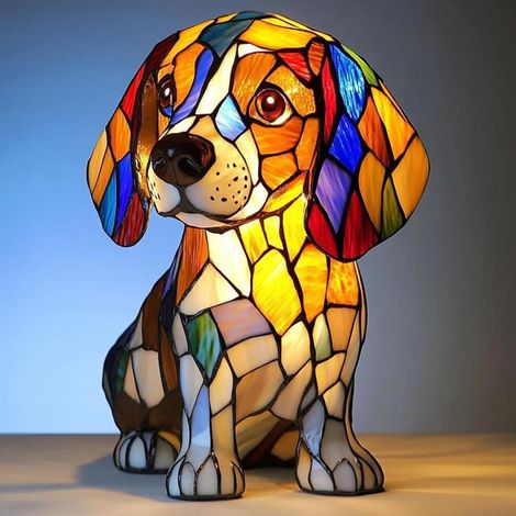 Lámpara Nocturna Gato Perro - Lámpara LED de Resina 3D - Luz Cálida 3000K - Diseño Retro Manual - Para Dormitorio Salón - 1 Unidad (1/5)