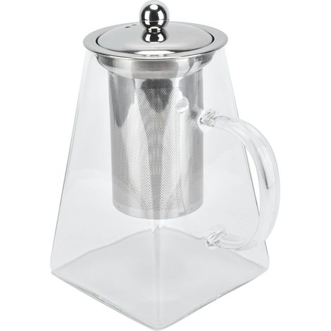 Transparente Glas-Teekanne mit herausnehmbarem Edelstahlfilter (304), 950 ml, für Zuhause und Büro (1/5)