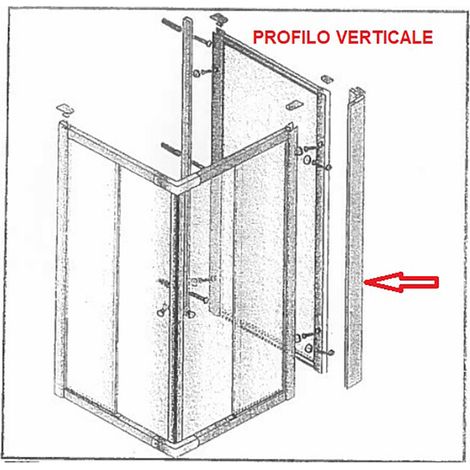 R PROFILO VERTICALE X PARETE FISSA CRIST.TRAS/SER.MM.6CM.74/80LUSSO- 1,0 pz