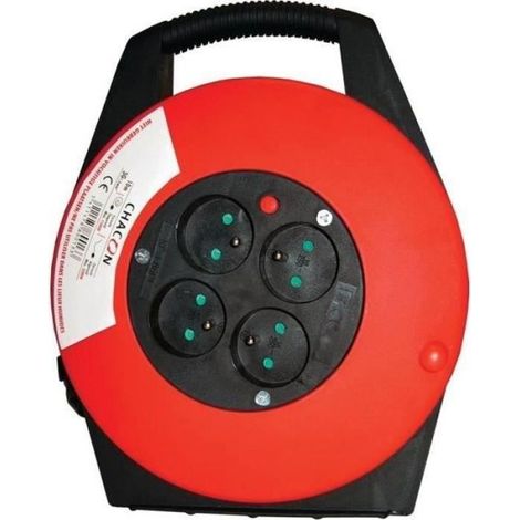 CHACON Enrouleur ménager 10m 4 prises 16 A 3x1,5mm² avec poignée (1/2)