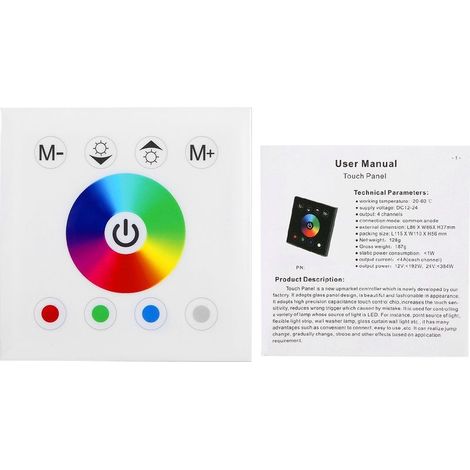Contrôleur de panneau tactile LED RGBW coloré mural, variateur pour bande lumineuse blanche (1/5)