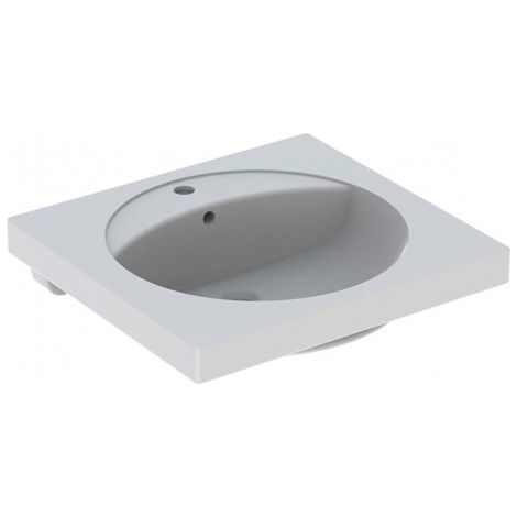 GE Lavabo Preciosa avec surface de rangement 60x55cm, avec siphon, avec vidange, blanc, KeraTect