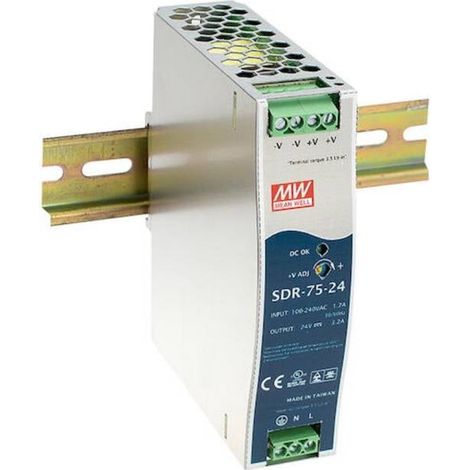 Mean Well SDR-75-24 Alimentatore per guida DIN 24 V/DC 3.2 A 76 W 1 x (1/3)