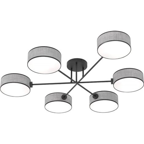 Plafoniera moderna grigio/nera con paralumi 6xE14 MAGA Emibig (1/5)
