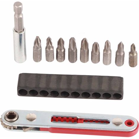 Jeu d'embouts pour clé à cliquet, clé réglable à 2 voies avec rallonge et douille de 1/4 po.