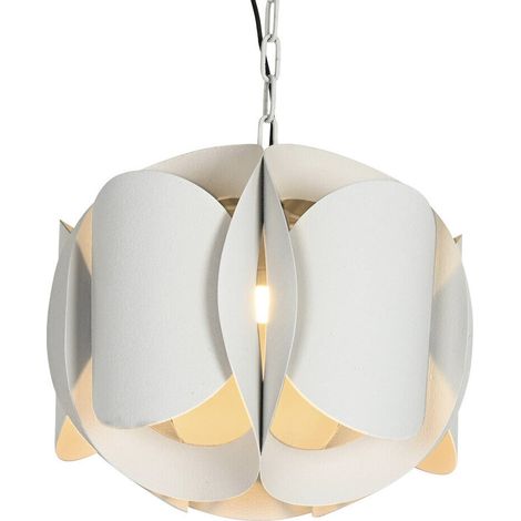 Suspension métal effet froissé blanc et beige style moderne - Blanc effet froissé et beige doux (1/5)