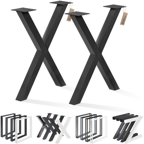 LAMO Manufaktur Pieds pour table è manger  Pieds de bureau, modèle : Mark Light  profil 60x60 mm  taille 70x72 cm (L x H)  Noir 2 pièces  LTS-03-G-EE-9005