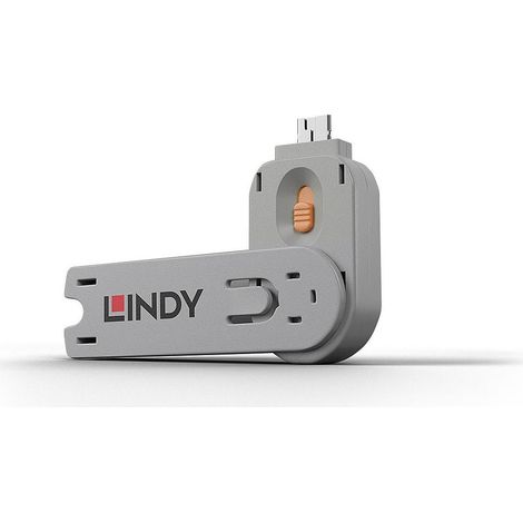 Blocco di sicurezza per porta USB di tipo A Lindy, con chiave, colore arancione, codice 40623 (1/5)
