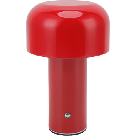 Lampe de bureau LED en forme de champignon, rechargeable par USB, 3 températures de couleur, tactile, idéale pour les restaurants et les bureaux (rouge). (1/5)