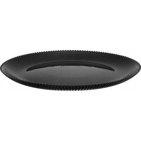 Piatto piano in vetro, basso, scanalato, nero, 26,5 cm, 1 pezzo, Aurora (1/2)