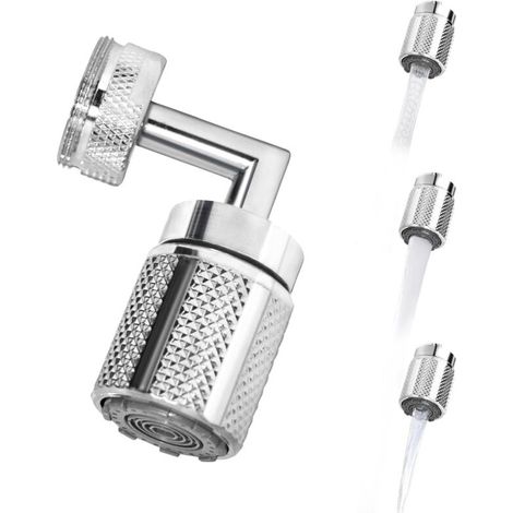 Embout Robinet Lavabo 720°, Economiseur d'eau pour robinet à 3 modes de pulvérisation, 2 adaptateurs pour robinets avec filetages de taille M22 M24 (1/4)
