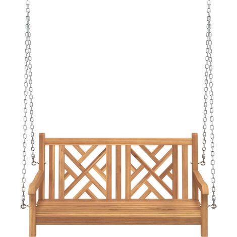 Banc balançoire de jardin Banc extérieur Banquette de jardin 114 x 60 x 64 cm Bois de teck massif (1/4)