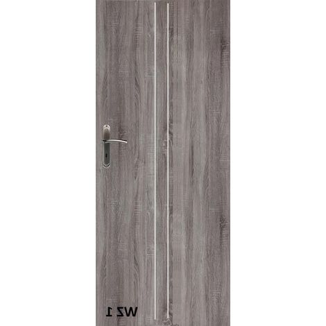 Porte d'intérieur ALU -1 chêne truffier en plusieurs dimensions - Poussant: Droit - Largeur porte: 90 cm