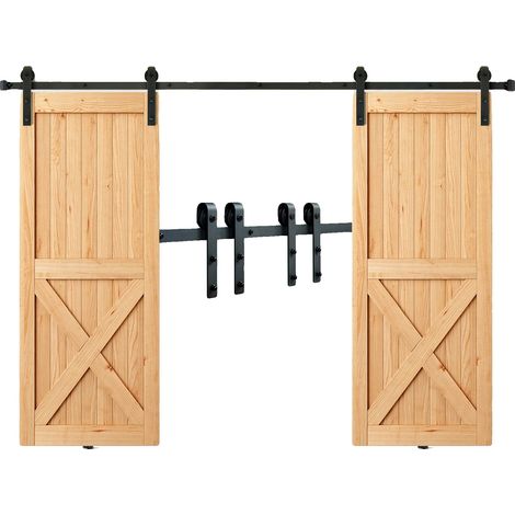 Kit di ferramenta per porta scorrevole a scomparsa, resistente, funzionamento fluido, tipo J, una porta, 2,44 m (8 piedi). (1/5)