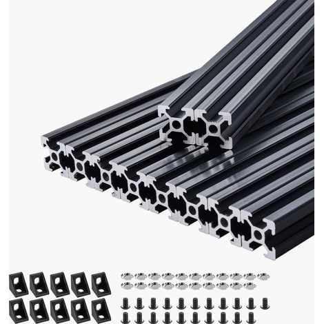 Mophorn 10er Set Aluminiumprofile, 1000 mm T-Nut 2020 Aluminium-Strangpressprofil, eloxierte Linearschiene nach europäischem Standard, Nutenprofil für 3D-Drucker, CNC-Maschinen