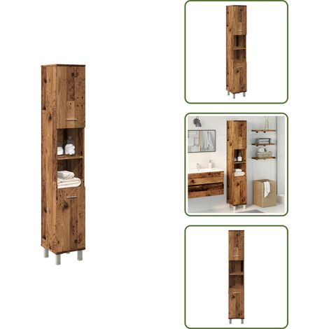 Badschrank Altholz-Optik 30x30x179 cm Holzwerkstoff - Badschrank - Badschränke - Badezimmerschrank - Badezimmermöbel