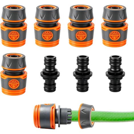 Raccord Tuyau Arrosage, 5 PCS Raccords de Tuyau d'Arrosage 1/2 Pouce (13 mm) Connecteur Rapide Universel en Plastique ABS+TPR, Adaptateur de Robinet pour Jardin Pelouse et Lavage de Voiture (1/5)