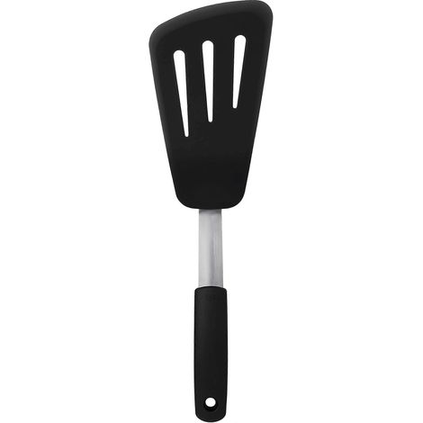 Flexibler Silikon-Omelettspatel – Langer Silikon-Küchenspatel für Pfannkuchen und Eier – Silikon, Edelstahl, Schwarz, 36 cm (1/5)