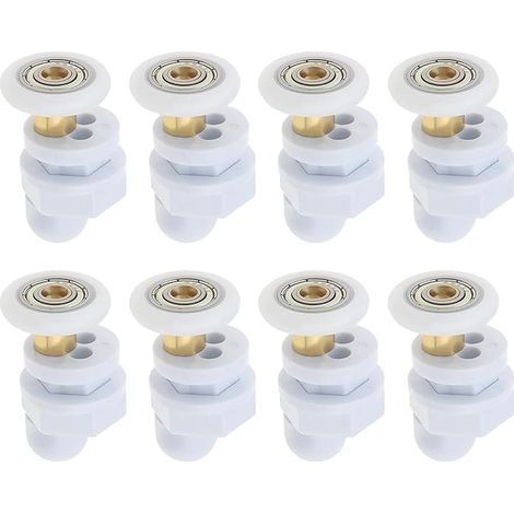 23 mm Lot de 8 roulettes de porte de douche coulissante en verre ultra silencieuses de de diamètre pour porte de douche hammam (1/5)