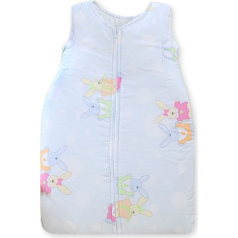 Gigoteuse en coton pour enfant M 6-12 mois TOG 2,5, utilisable toute l'année, motif lapins sur fond bleu (1/3)