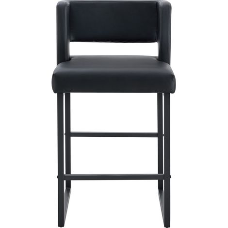 Pack de 2 taburetes de bar negros estilo nórdico, diseño cuadrado, patas metálicas (1/5)