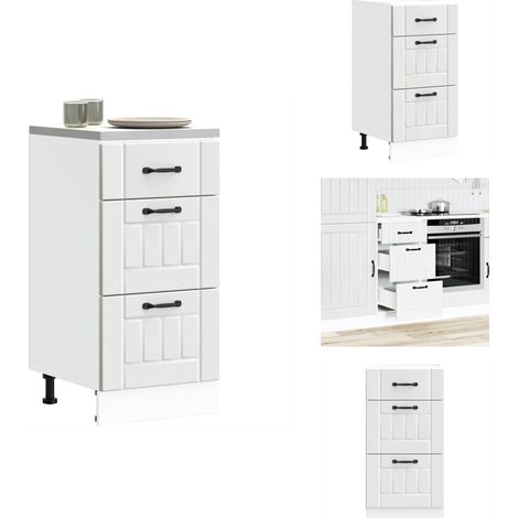 Armoire de cuisine Lucca blanc bois d'ingénierie - Armoire De Cuisine - Armoires De Cuisine - Meuble D'évier - Meuble D'évier De Cuisine (1/5)