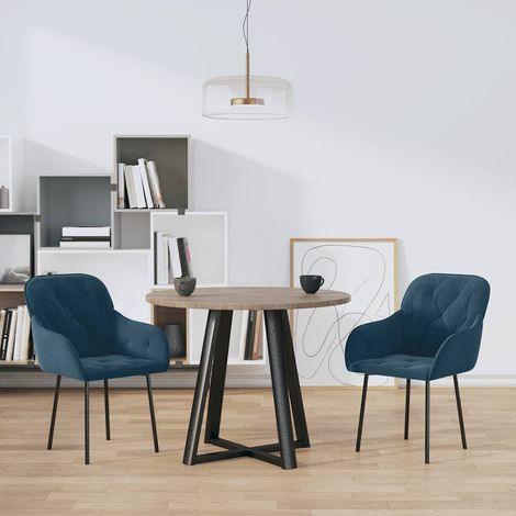 Lot de 2 chaises de salle à manger en velours bleu avec accoudoirs – 57 x 61 x 80 cm - PANGIVO (1/5)
