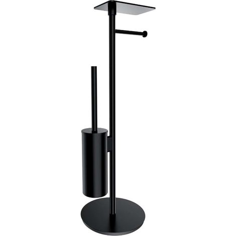 OMNIRES Modern Project - Toilettenpapier- und Toilettenbürstenhalter mit Ablage, mattschwarz MP60820BL (1/5)