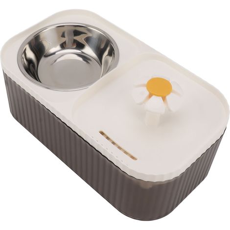 Fontaine à eau pour chat, gamelle haute capacité et silencieuse 2 en 1, distributeur d'eau et distributeur de croquettes, blanc (1/5)