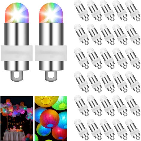30Pcs Mini LED Ballons Lampes Lumineuses, Étanches et Fonctionnant sur Piles, pour Lanternes en Papier, Ballons, Décorations de Noël (Colorées) (1/5)