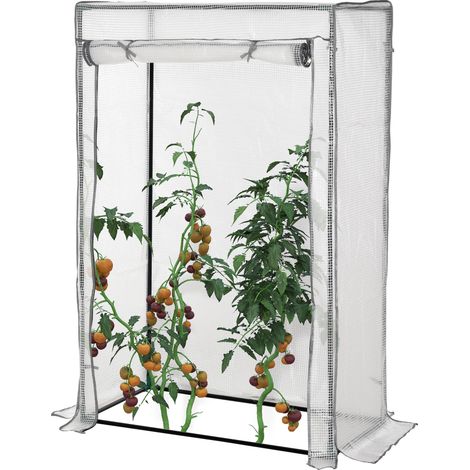 Serre de jardin, avec porte, en acier, blanc, 100 x 50 x 150 cm, pour jardin et terrasse, Serre avec film en maille PE. Porte. Serre en feuille