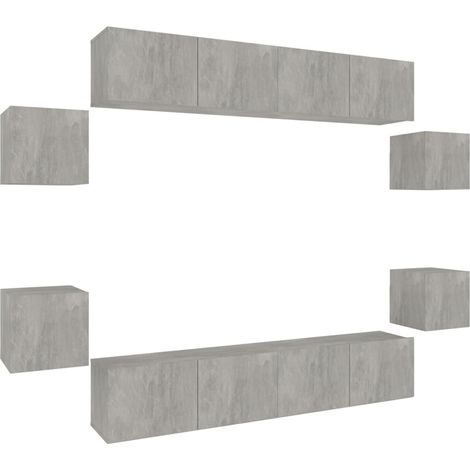 Maison Exclusive - 8-tlg. TV-Schrank-Set Betongrau Holzwerkstoff