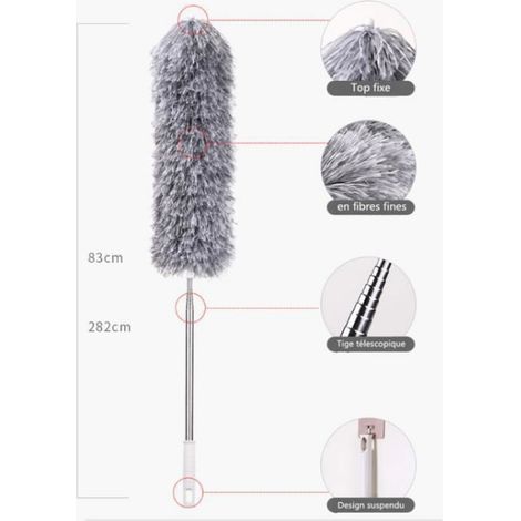 Plumeau télescopique lavable, manche extensible pour dépoussiérer : maison, voiture, hauts plafonds, outil de nettoyage polyvalent (1/4)