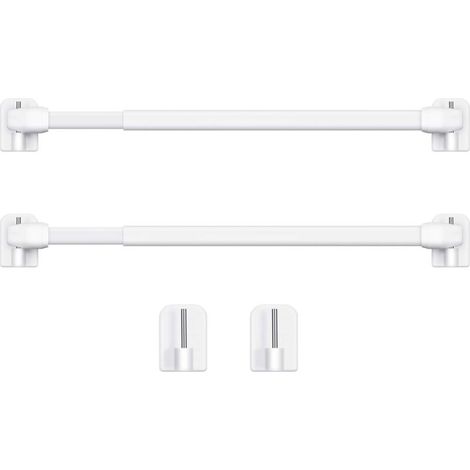 Asta per tende regolabile in plastica, asta estensibile per finestre, barre per armadi, asta a tensione, ganci adesivi per asta per tende, 40-60 cm (bianca, 2 pezzi)