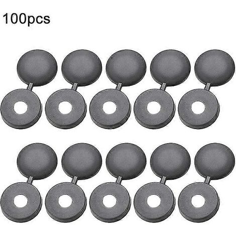 Lot de 100 cache-vis à charnière pliables en plastique, capuchons pour vis autotaraudeuses - Yujia, gris foncé, style A (1/5)