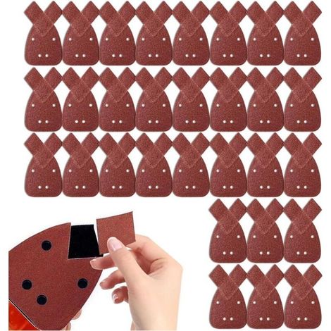 30 Pièces Feuilles Abrasives Triangles Feuilles de Ponçage 40 Grain Mouse Sanding Sheet Papier Abrasif pour Detail Palm Sander (1/4)
