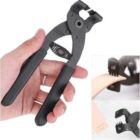 Pince à trous pour cuir 4mm en acier carbone, outil de maroquinerie silencieux 17cm à 4 dents (1/5)