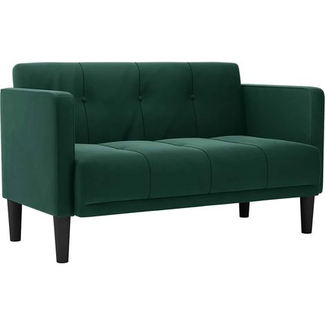 Divano Sofa Divanetto Verde Scuro 111 cm in Velluto (1/5)
