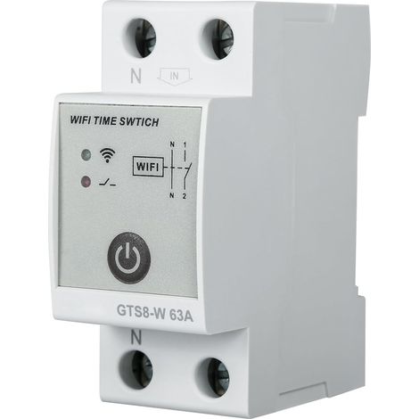 Programmateur Intelligent WiFi GTS8-W AC220V Commutateur de Contrôle Horloge Modulaire de Télécommande Domestique Intelligent Compatible avec APP(2P-63A) (1/5)