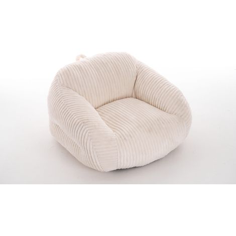 Poltrona puff per adulti in velluto a coste beige con schiuma densa 116x110x61 cm HOMVRA (1/5)