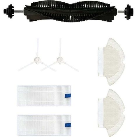 Juego de 7 accesorios aptos aspiradora robot Tefal Rowenta X, plorer Series 75 RG7687: cepillo principal/2 cepillos laterales/2 paños/2 filtros (1/2)