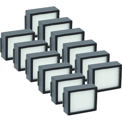 vhbw 12x filtro compatibile con iRobot Roomba i7 Plus, i7, i7+, E6, E5, E7 aspirapolvere - filtro HEPA bianco / grigio