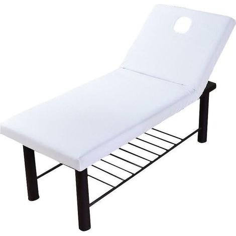 Housse De Lit Pour Table De Massage - Élastique Avec Ouverture Visage - Taille Unique Jusqu'à 80 Cm - Polyester Blanc (1/5)