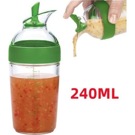 (Grüner) Salatdressing-Shaker – Unbekannte Marke – 240 ml – Auslaufsicher – Hochwertiges Material – Vielseitig verwendbar (1/4)