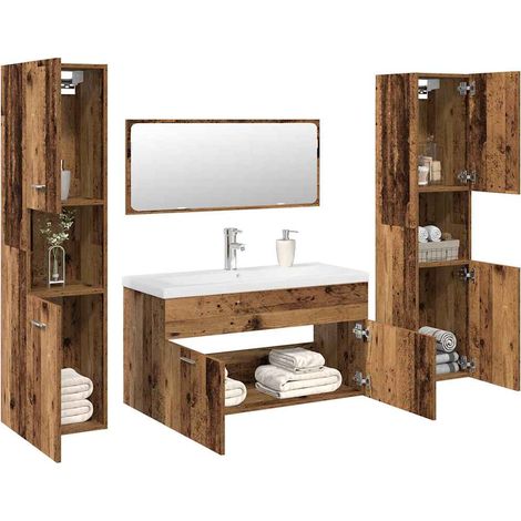 Ensemble de meubles salle de bain 5 pcs bois d'ingénierie (1/5)