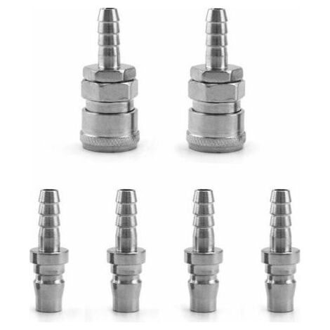 6 Pcs Embout Compresseur Air, 8mm Raccord Pneumatique Rapide Male Femelle (SH20+PH20) (1/4)