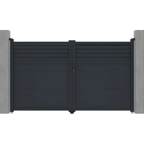 Cancello battente a persiana L305 x H180 cm in Alluminio Antracite - VIAZO
