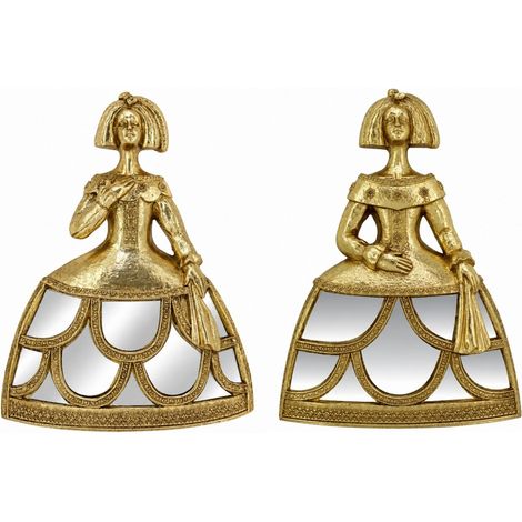 Wandspiegel Menina aus Kunstharz in Gold 23 cm 2er Set (1/3)